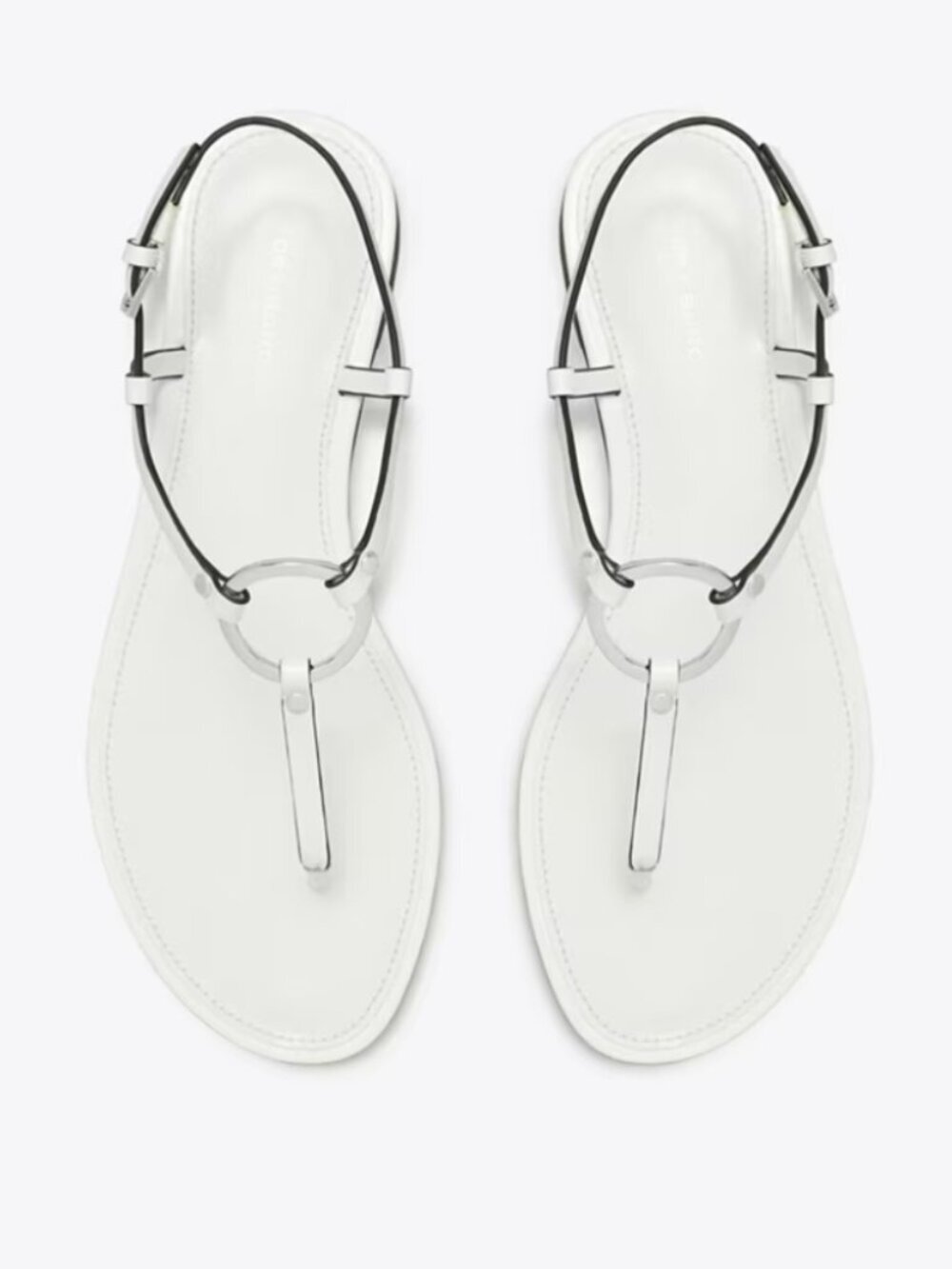 Tory Burch Ring T-Strap Leather Sandals - White - Size 9.5 (Like New)
